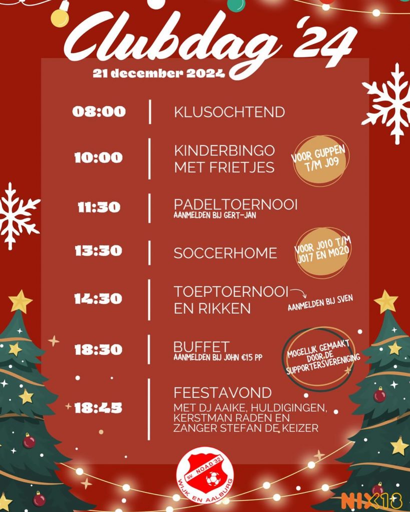 Clubdag 2024, zaterdag 21 december
