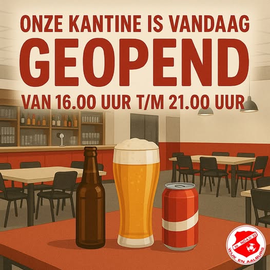 Kantine open vandaag!