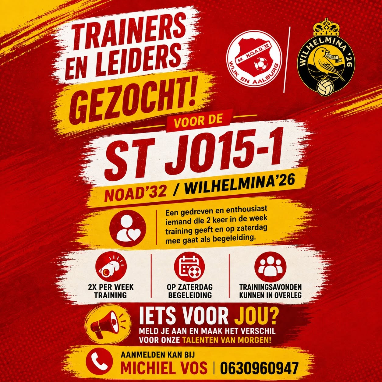 TRAINER GEZOCHT VOOR O15-1 (ST NOAD’32 / Wilhelmina’26)!