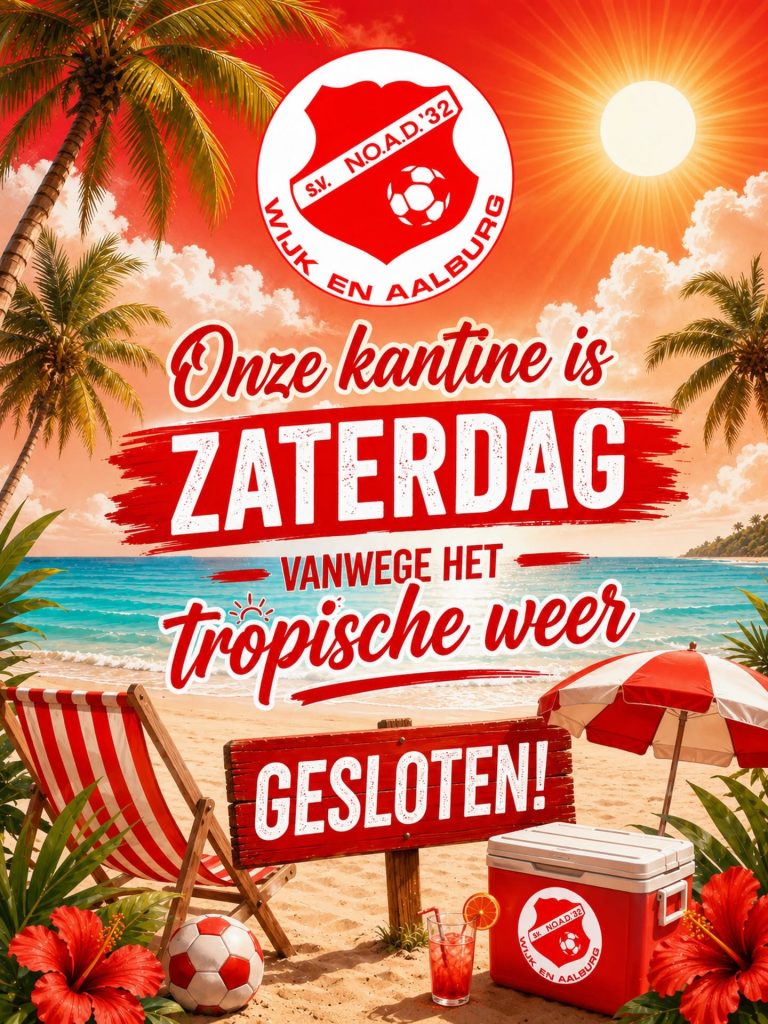 Zaterdag 27 juni, KANTINE GESLOTEN!!